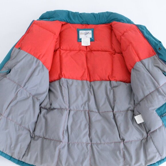 VTG Northern Spirit Green Red 70% Down 30% Feathers Puffer Zip Up Winter Jacket - Picture 4 of 12